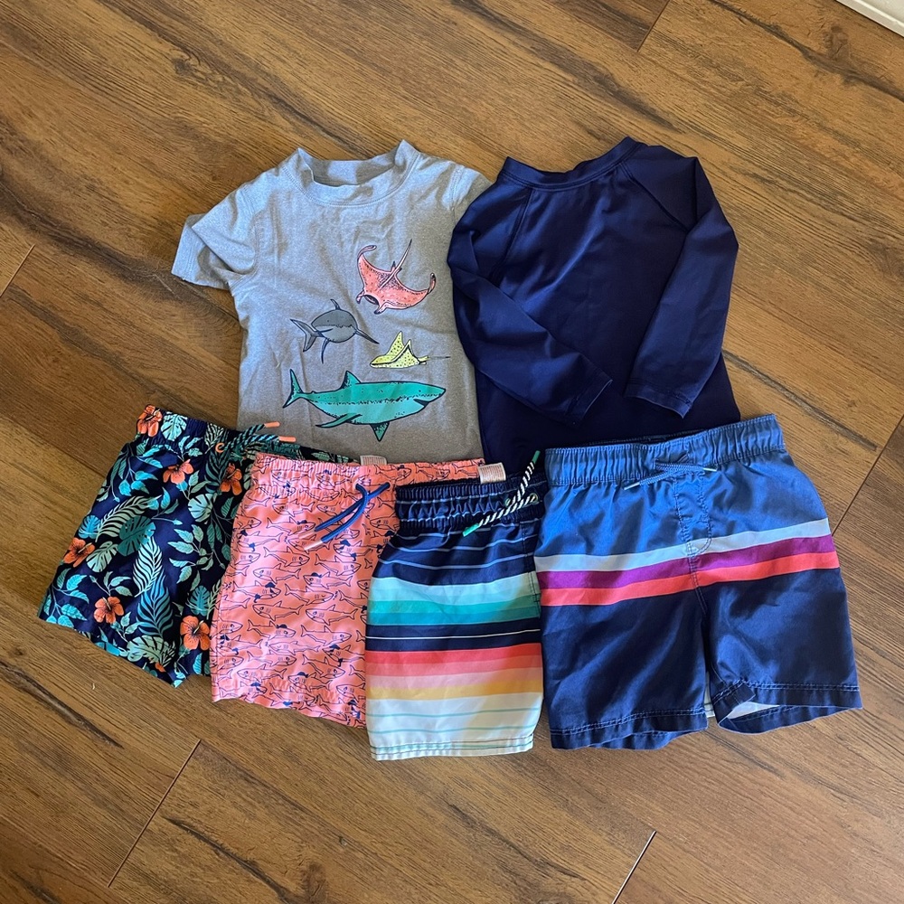 Toddler Boy Blue and Colorful Swim Lot Bundle Cat & Jack Old Navy Swim Trunks